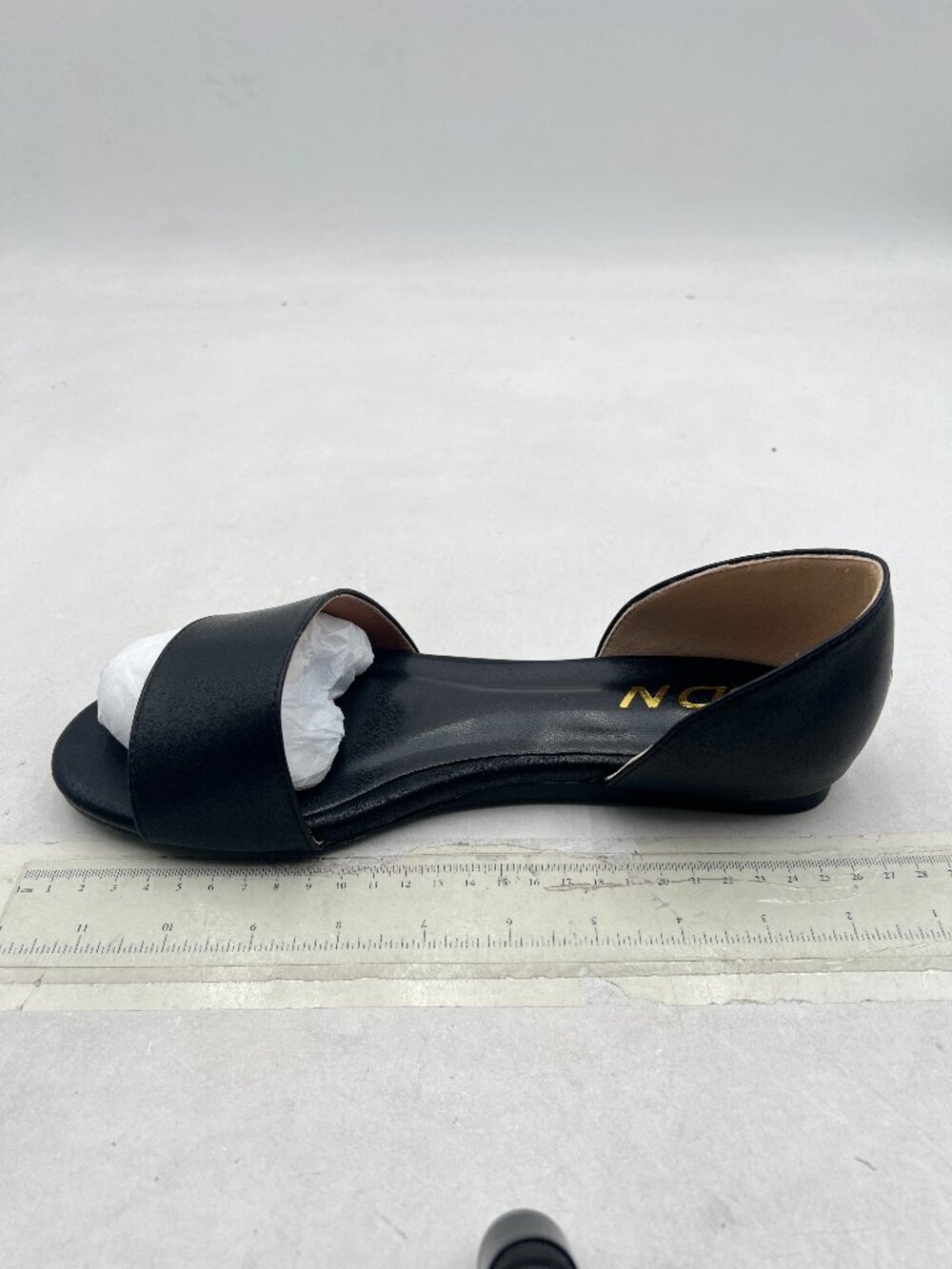 YDN Black Comfy Peep Toe D'Orsay Casual Flats Sandals Slip on Daily Walking Shoe